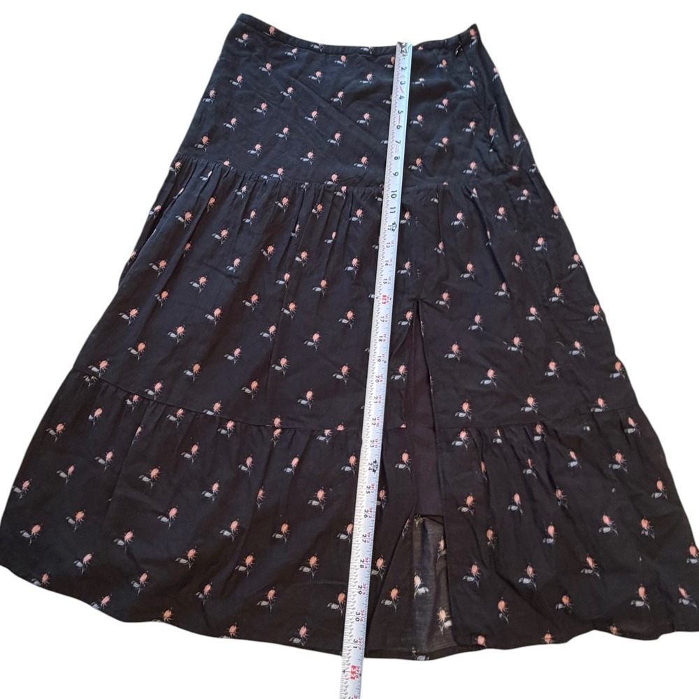 Paige Bestia Midi Skirt Black Blooming Dahlia Rose Bud Floral Cottage Medium - Picture 3 of 8